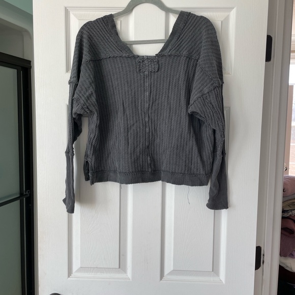 We The Free Charcoal Crew Neck Top S - Picture 4 of 4